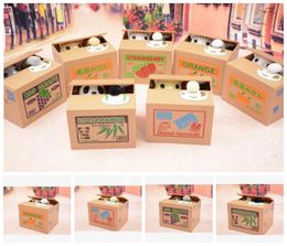 Wholesale Money Box For K!   ids Australia New Featured Wholesale - piggy bank panda bamboo automatic stole coin panda cat automatic stealing coin saving money box piggy bank for kid kka2516